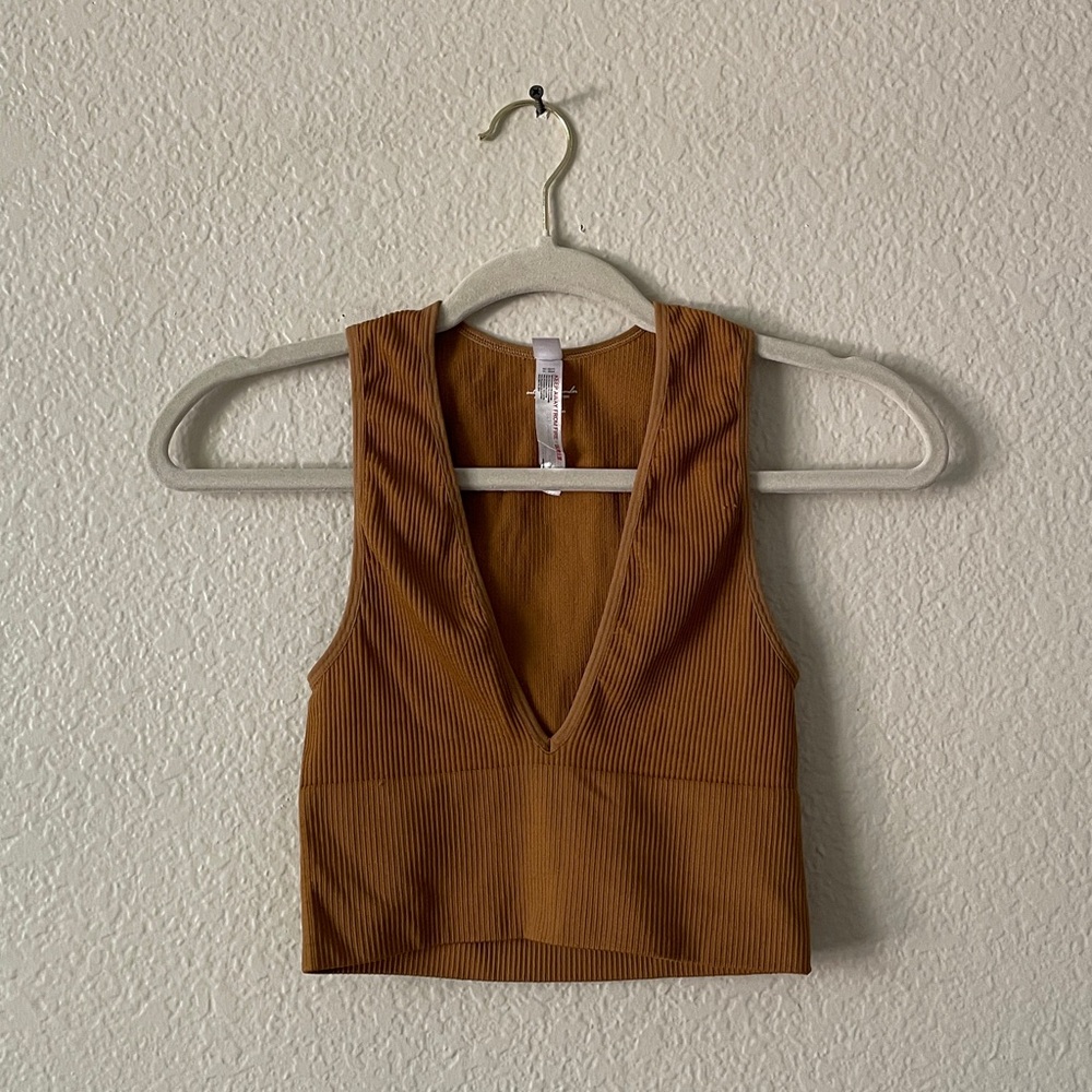Urban Outfitters Deep V Bralette Ribbed Nylon Longline Brami Out From Under